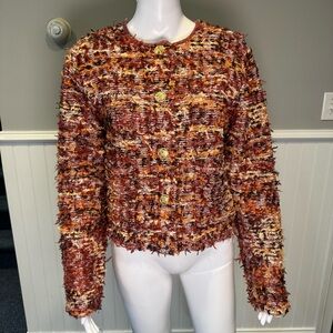 Zara Red and Orange Tweed Jacket